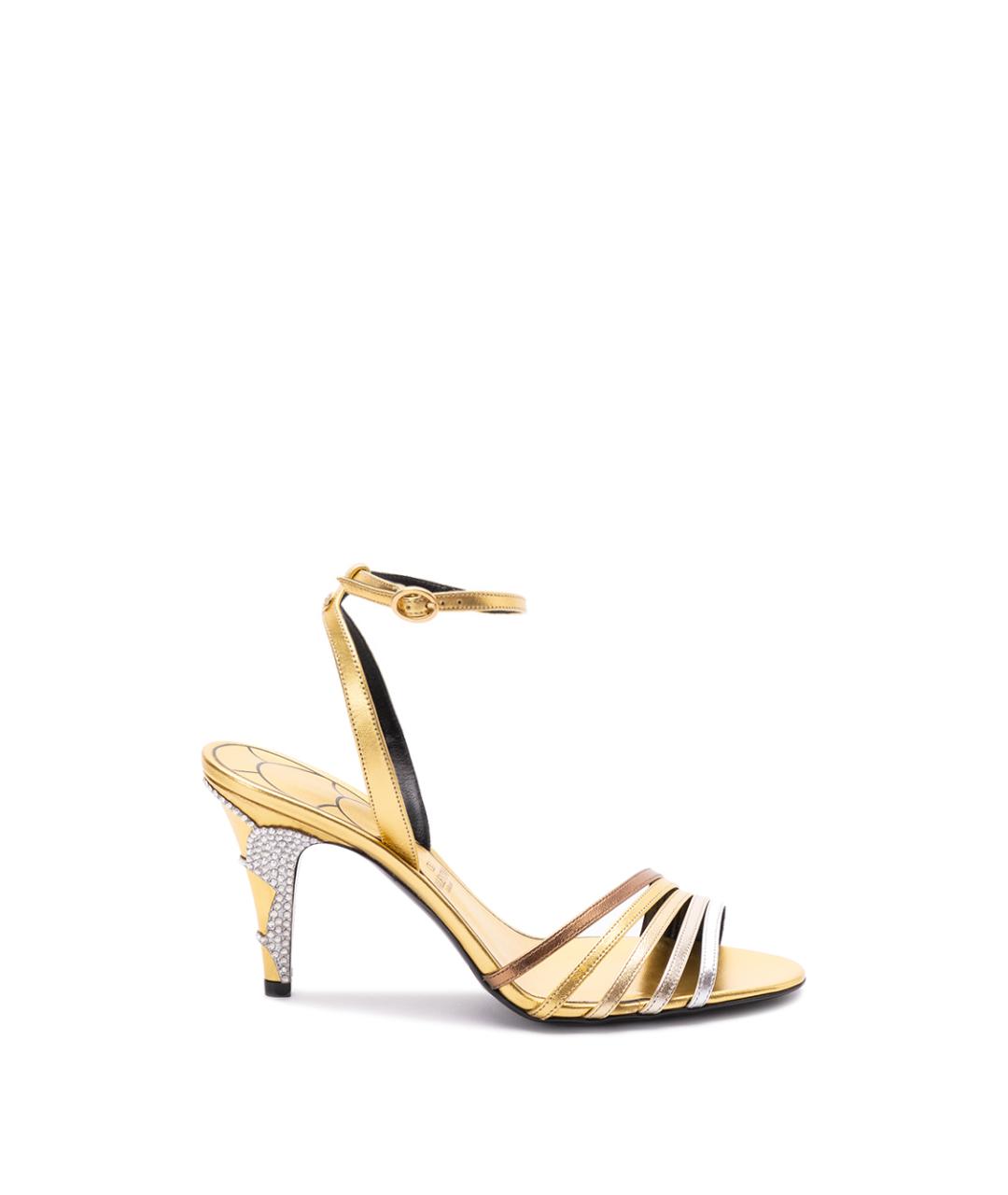 VALENTINO Золотые кожаные босоножки, фото 1