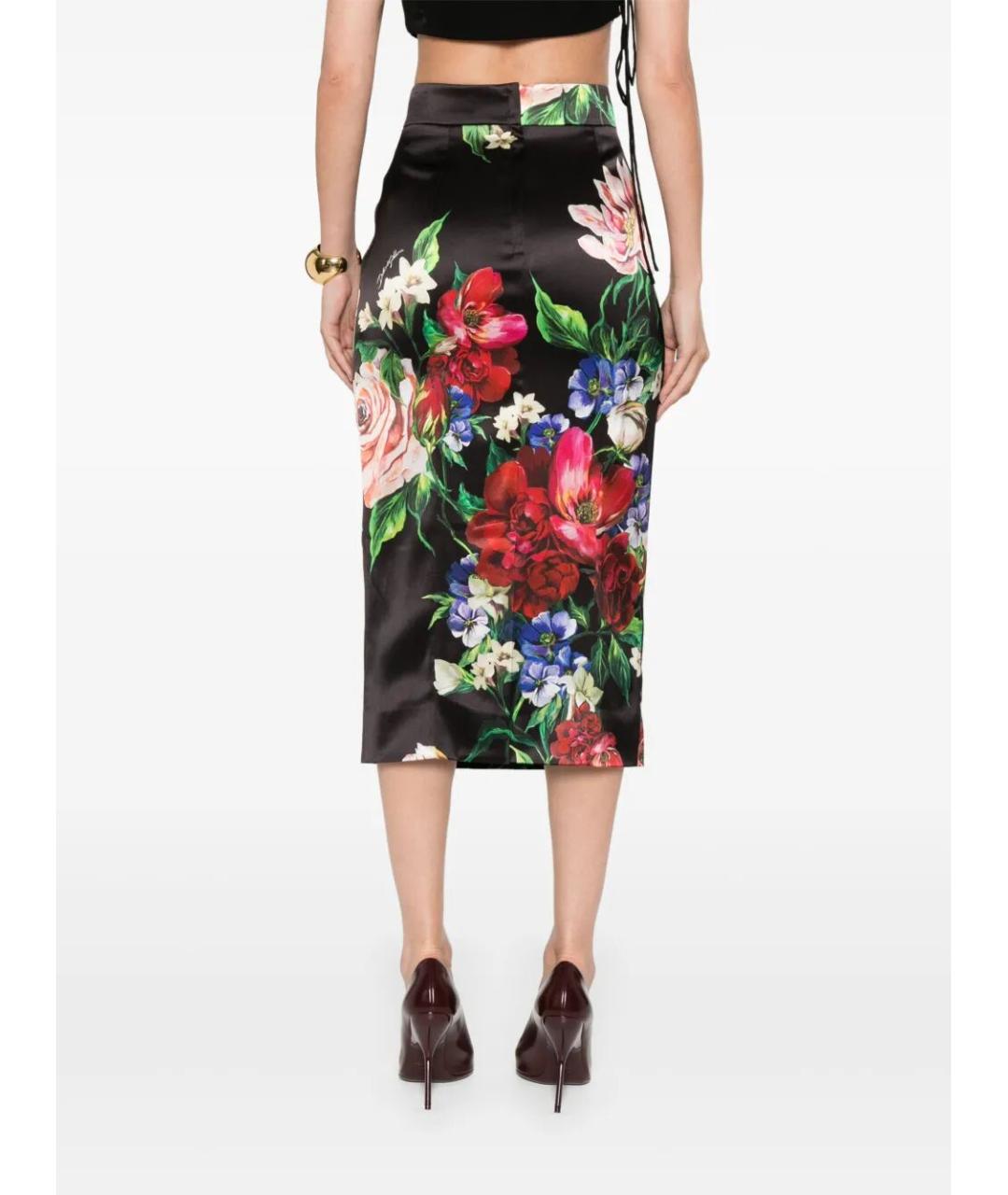 DOLCE&GABBANA Черная вискозная юбка миди, фото 4