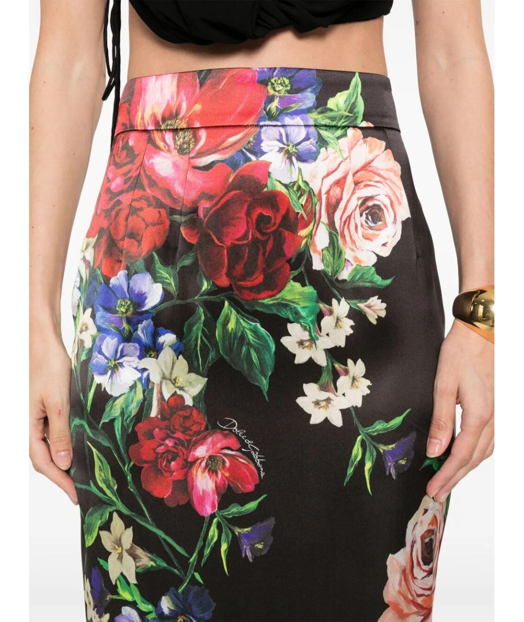 DOLCE&GABBANA Черная вискозная юбка миди, фото 3