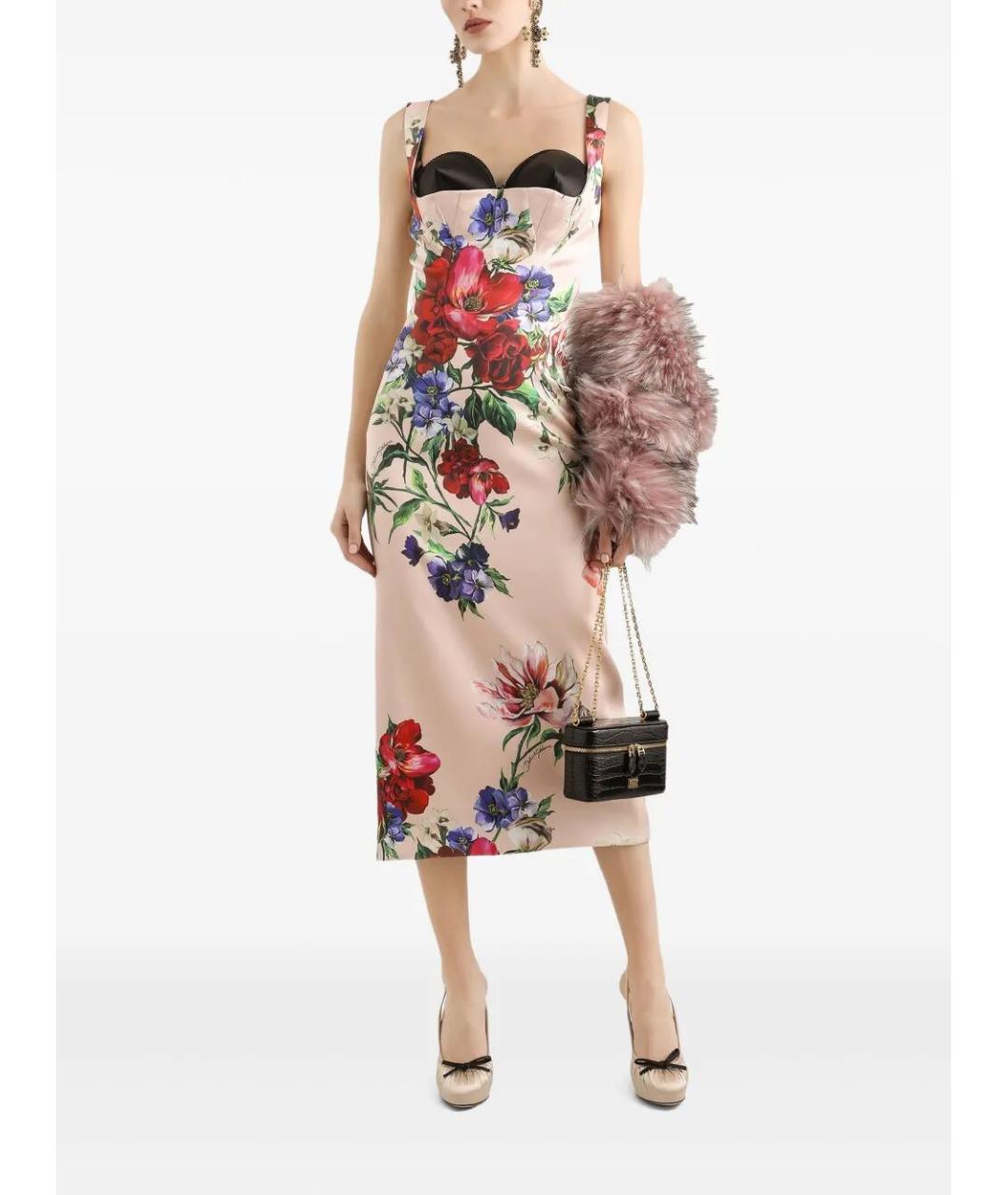 DOLCE&GABBANA Розовое вискозное коктейльное платье, фото 2