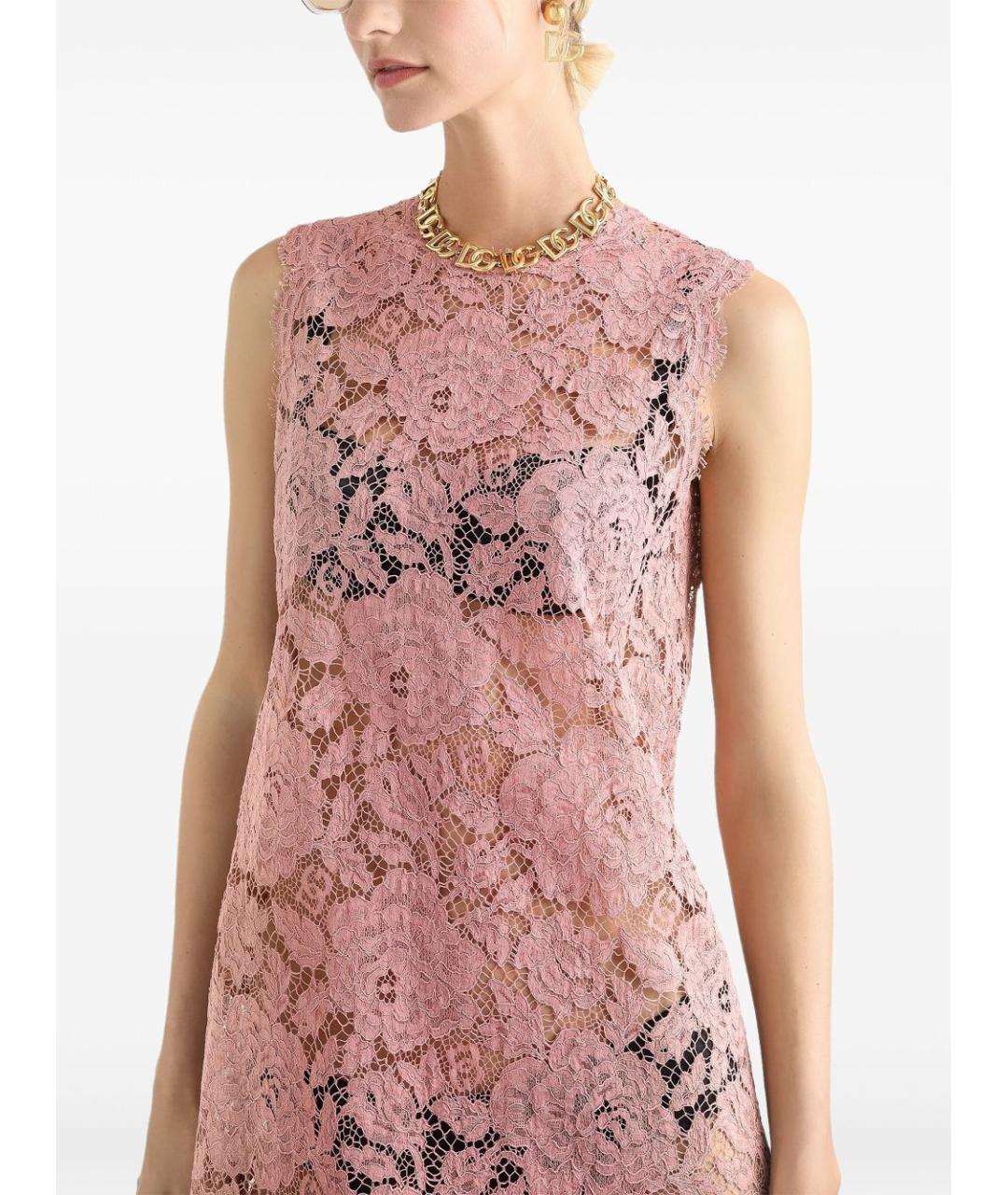 DOLCE&GABBANA Розовое вискозное коктейльное платье, фото 5