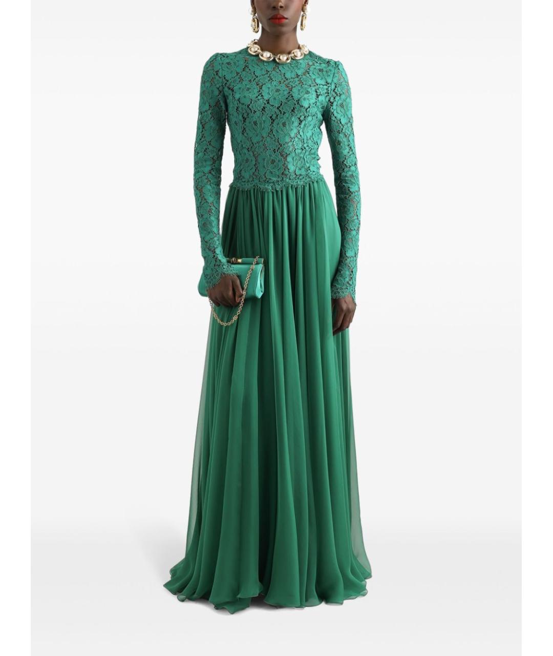 DOLCE&GABBANA Зеленые шелковое вечернее платье, фото 2