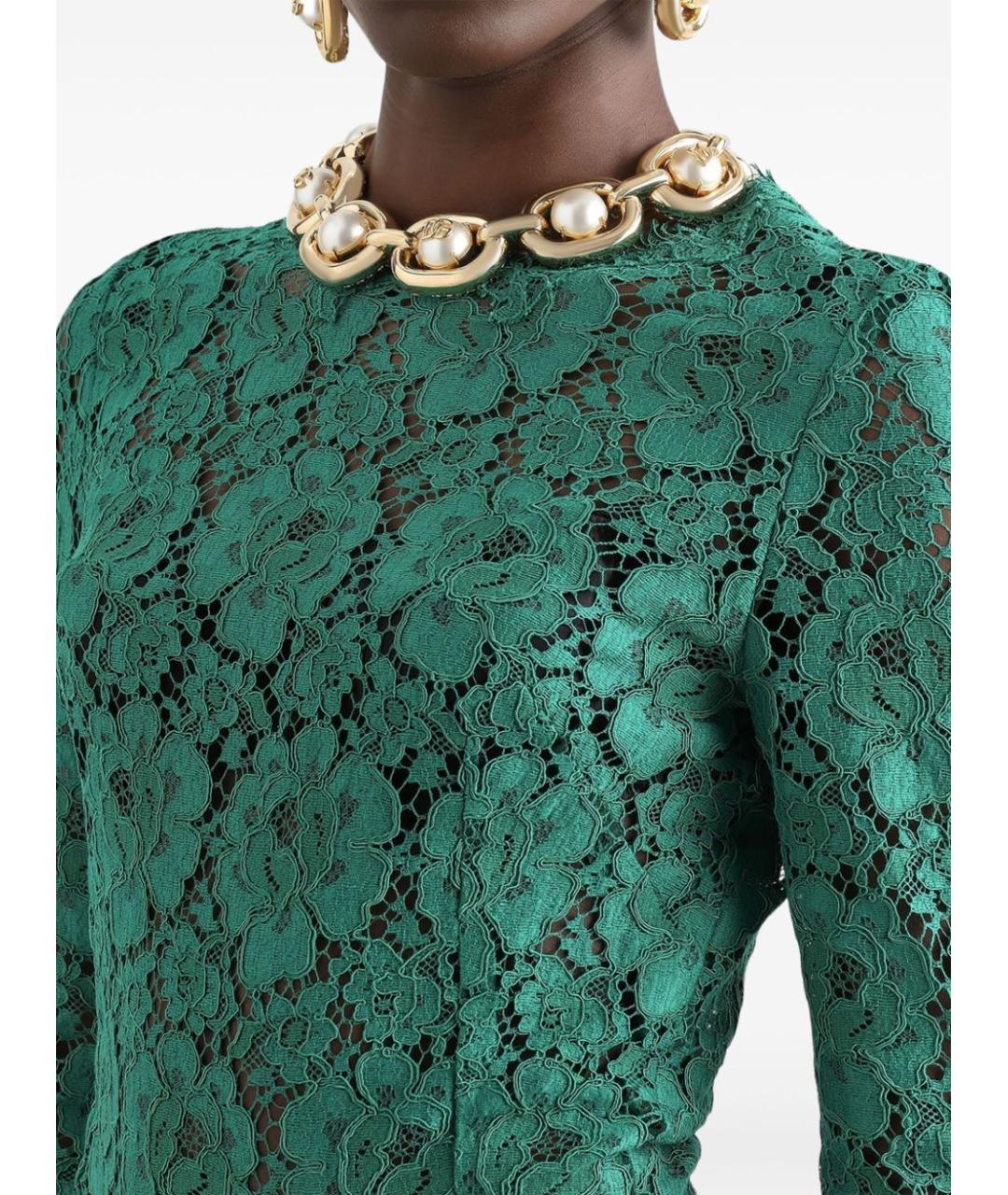 DOLCE&GABBANA Зеленые шелковое вечернее платье, фото 5