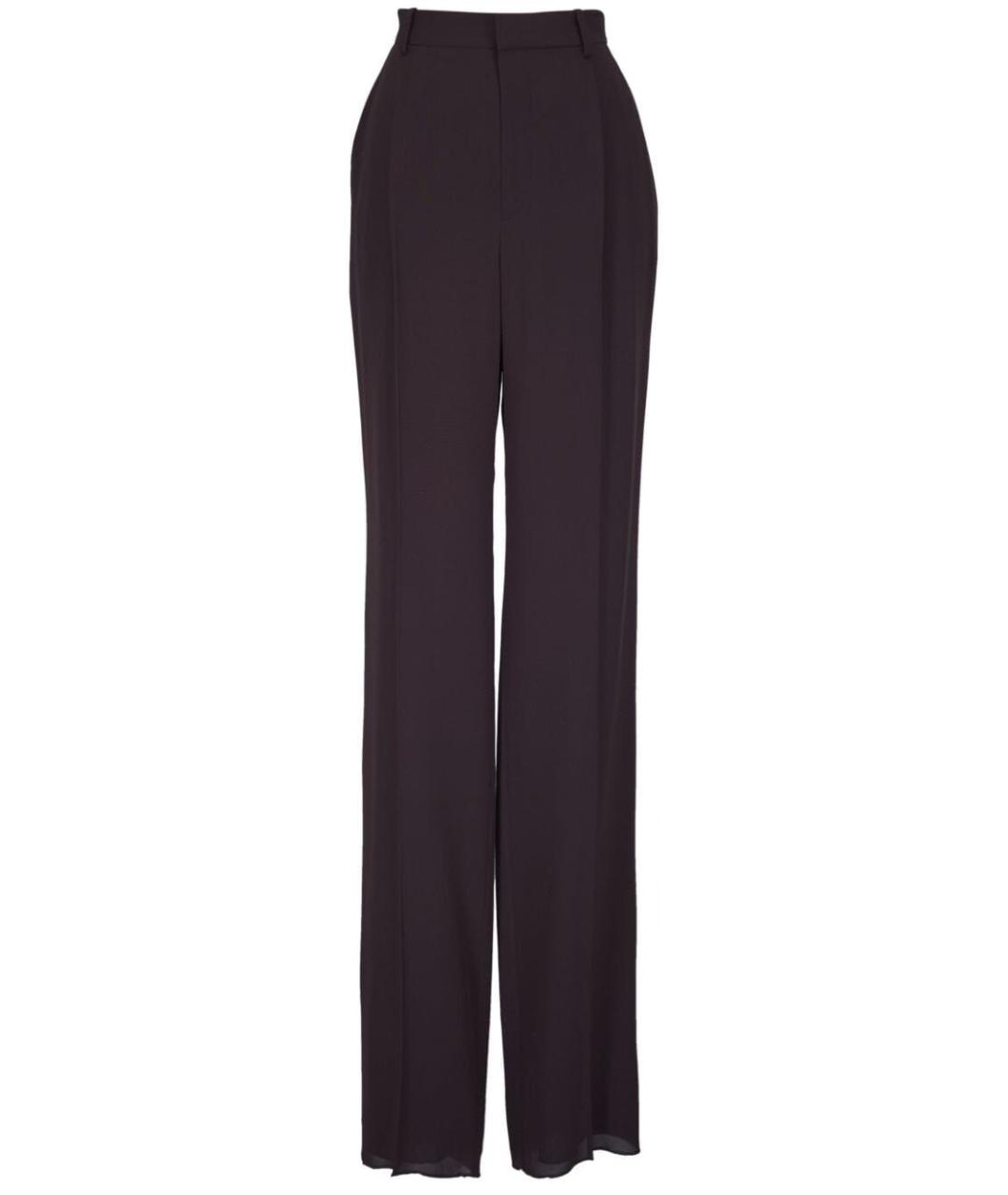SAINT LAURENT Коричневые шелковые прямые брюки, фото 1