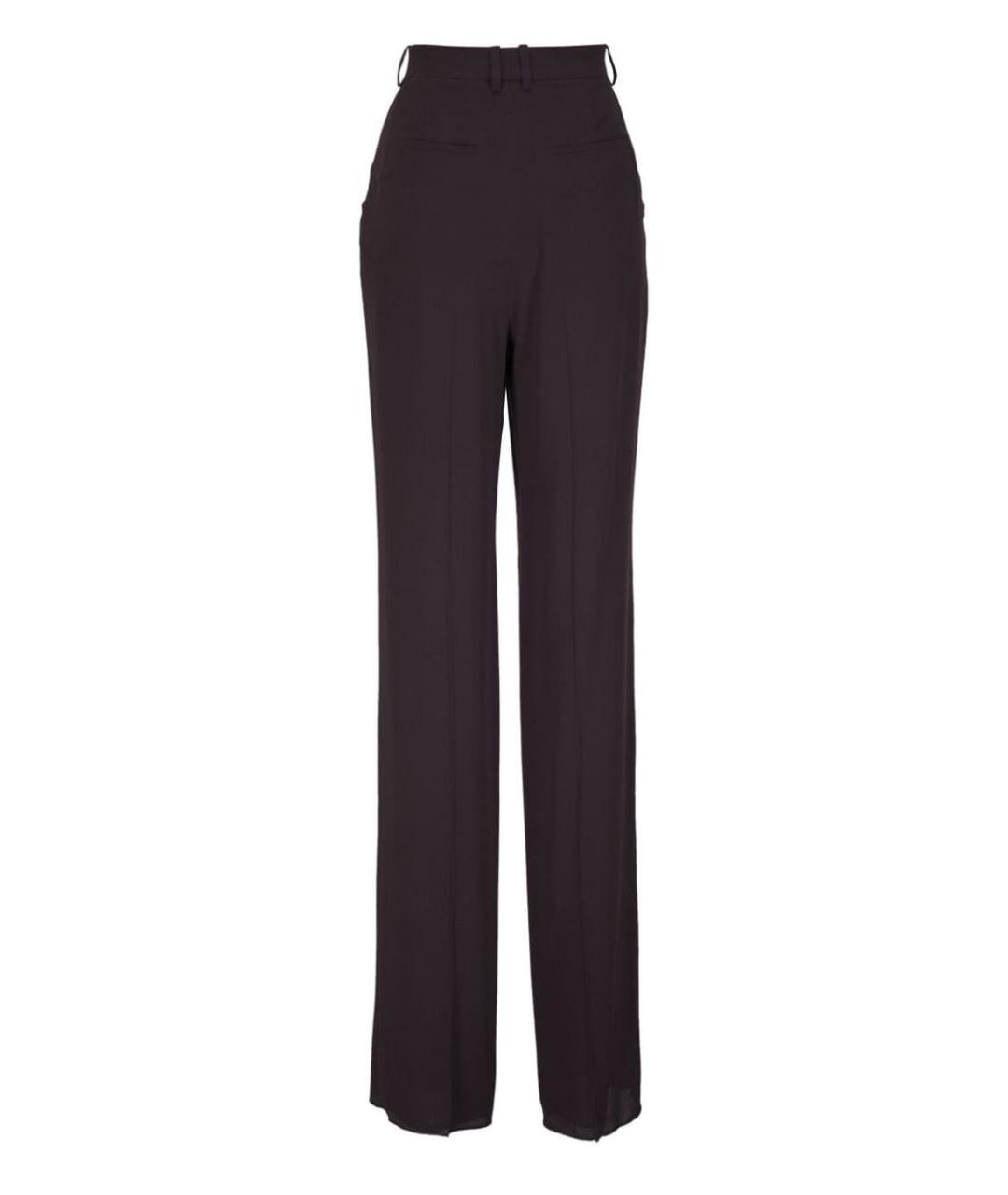 SAINT LAURENT Коричневые шелковые прямые брюки, фото 2