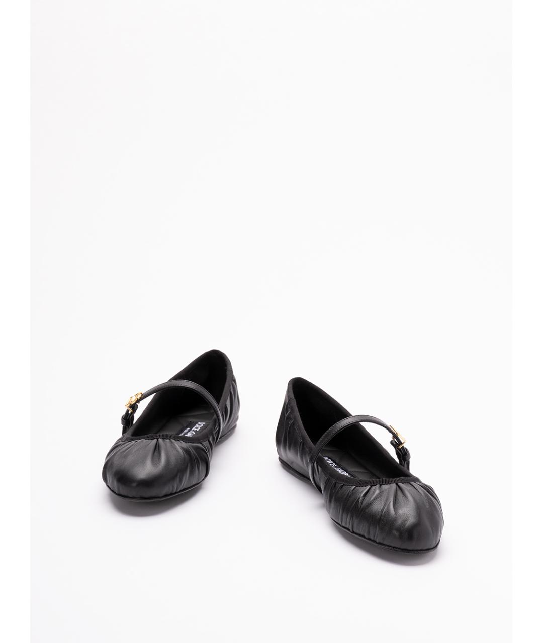 DOLCE&GABBANA Черные кожаные балетки, фото 2