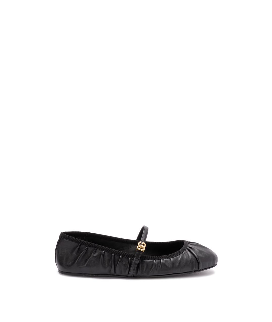 DOLCE&GABBANA Черные кожаные балетки, фото 1