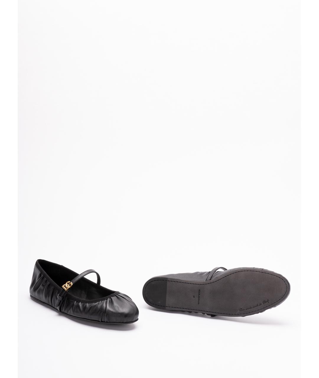 DOLCE&GABBANA Черные кожаные балетки, фото 4