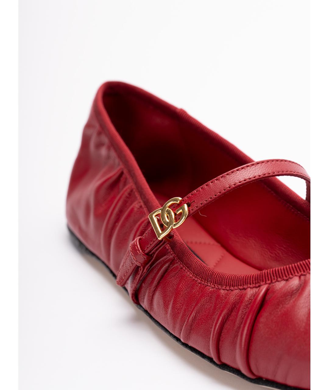 DOLCE&GABBANA Красные кожаные балетки, фото 5