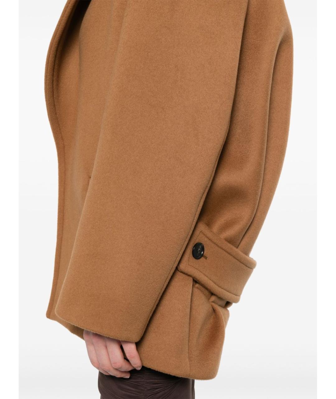 SAINT LAURENT Коричневое шерстяное пальто, фото 4
