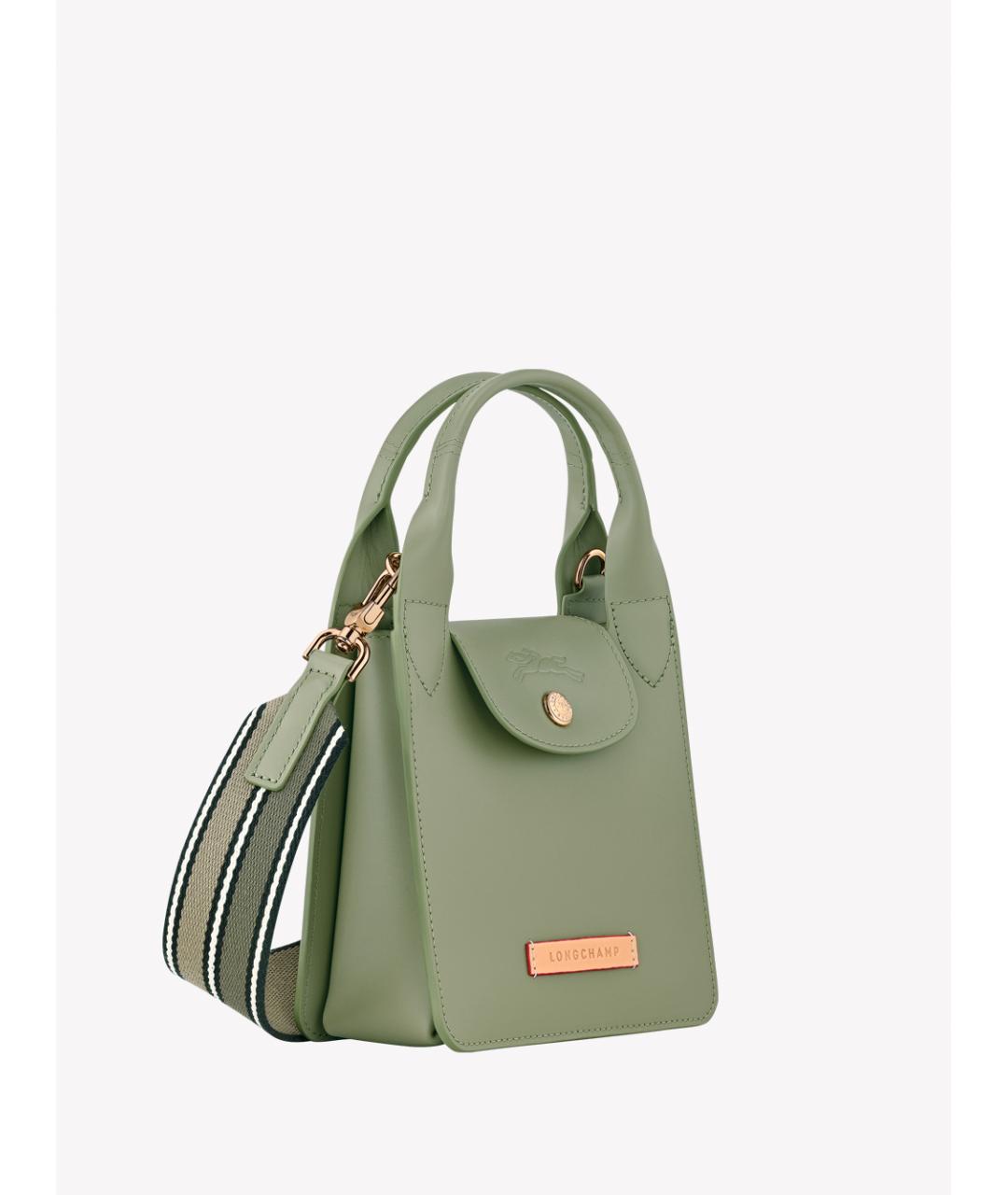 LONGCHAMP Зеленая кожаная сумка тоут, фото 2