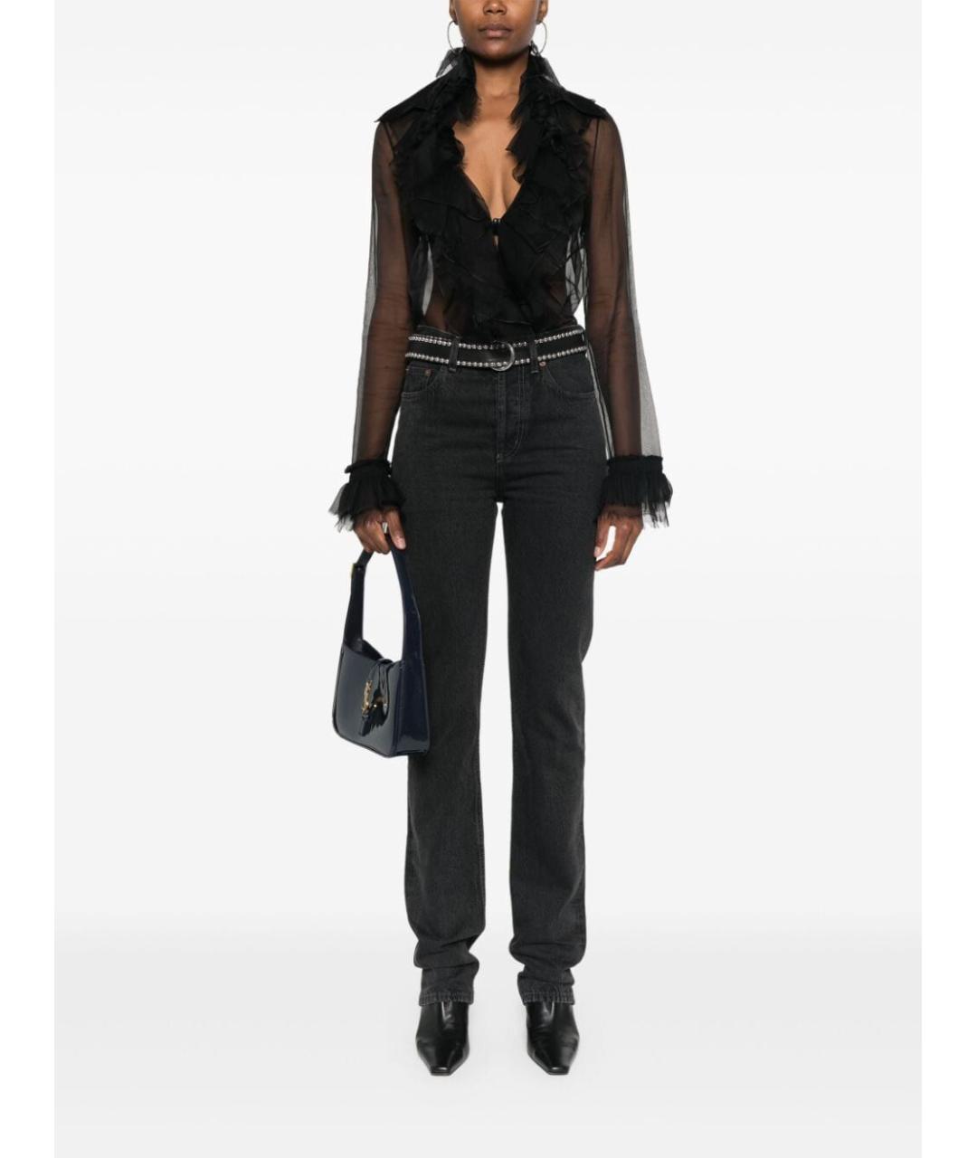 SAINT LAURENT Черные хлопковые прямые джинсы, фото 2