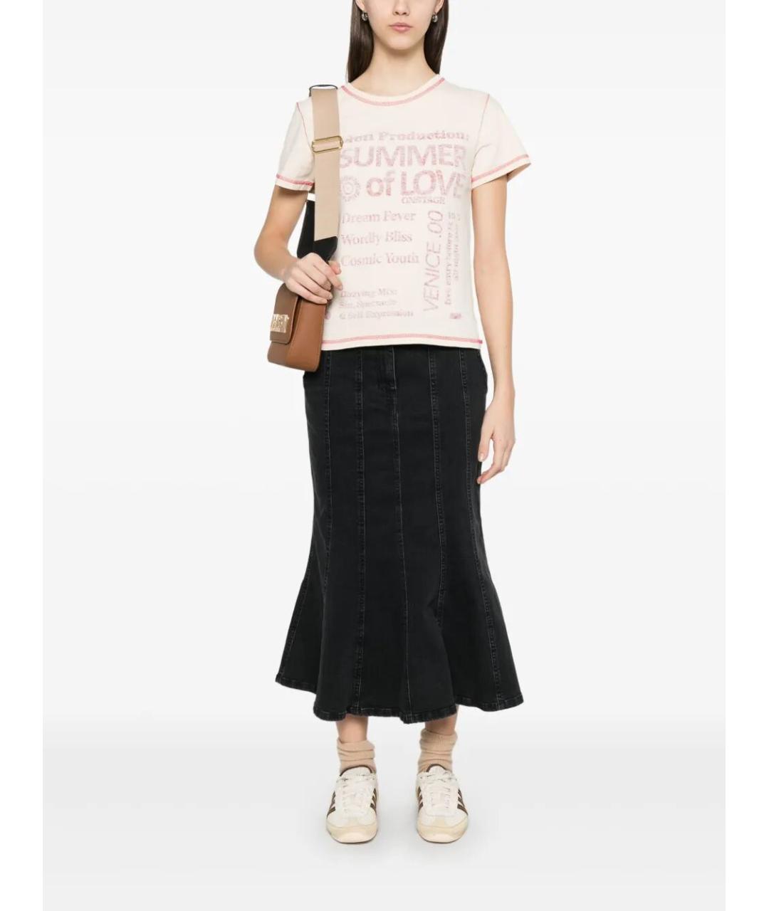 GOLDEN GOOSE DELUXE BRAND Розовая хлопковая футболка, фото 2