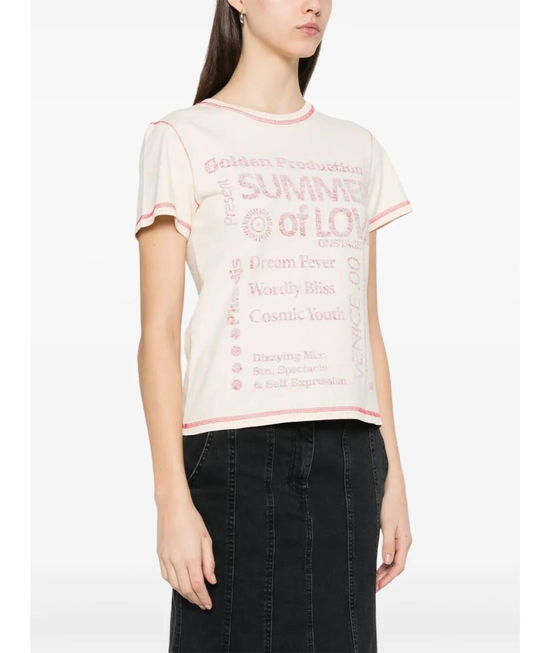 GOLDEN GOOSE DELUXE BRAND Розовая хлопковая футболка, фото 5