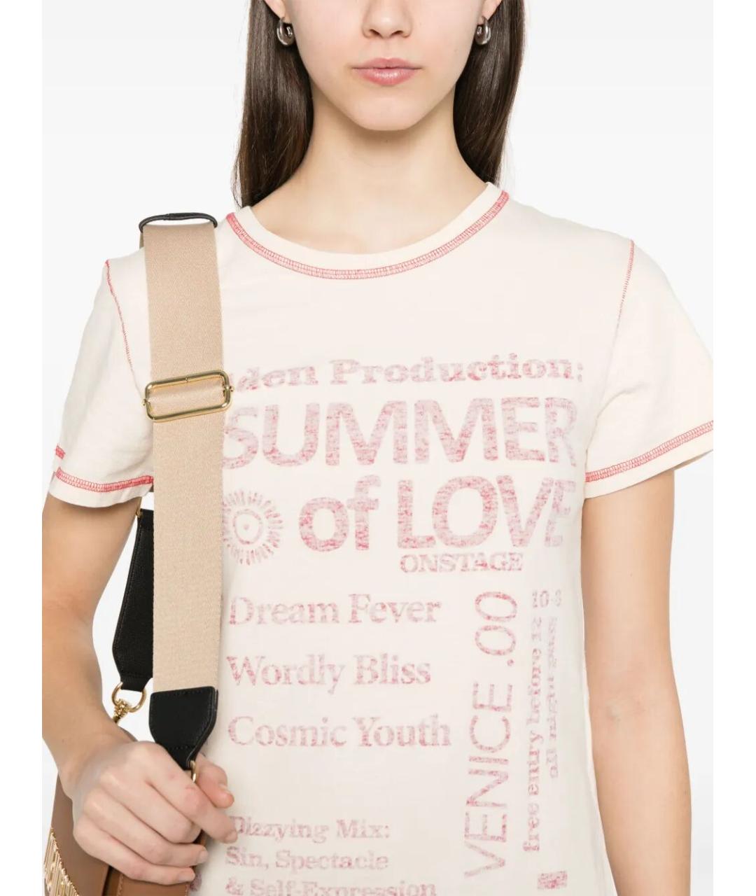 GOLDEN GOOSE DELUXE BRAND Розовая хлопковая футболка, фото 3