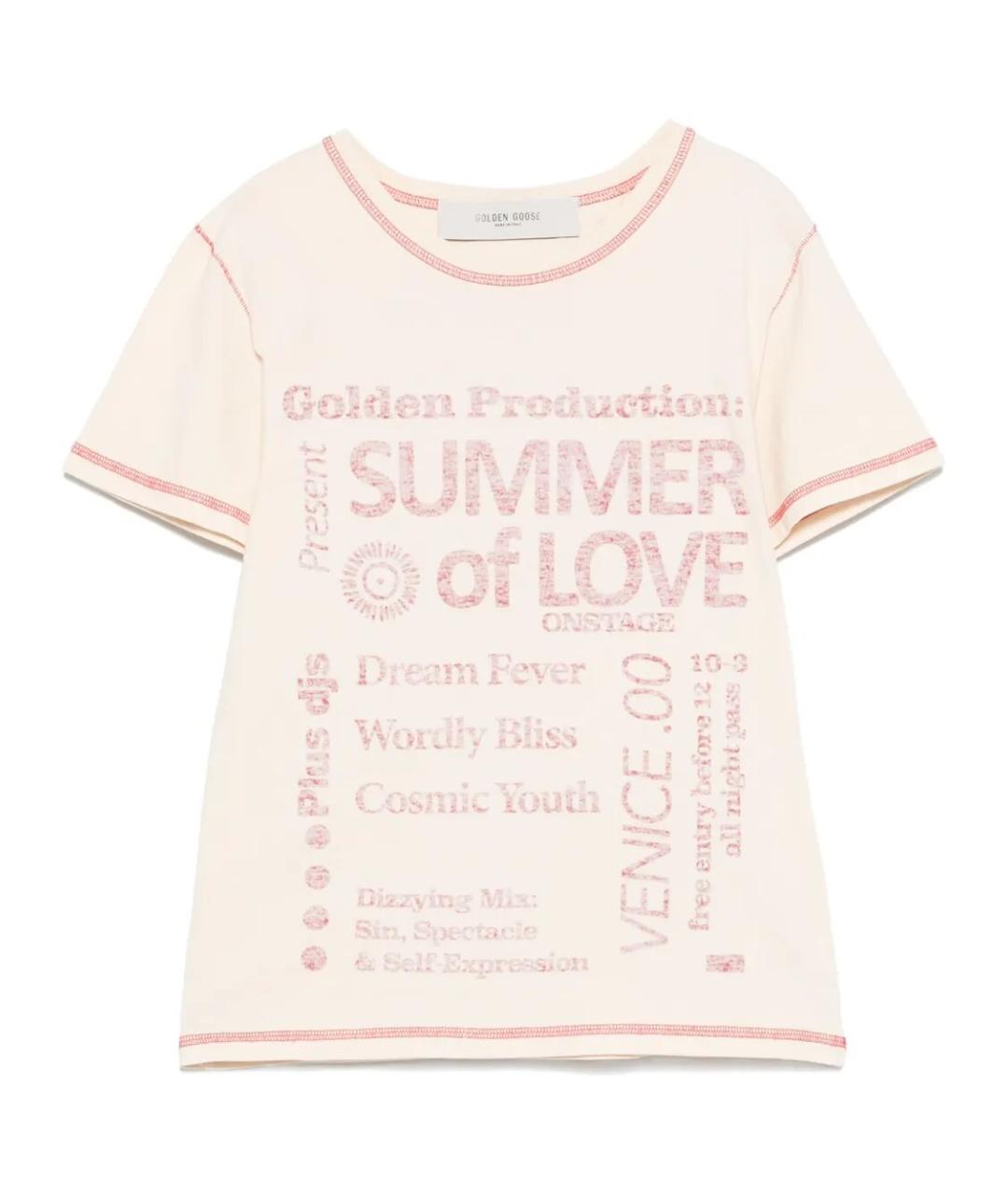 GOLDEN GOOSE DELUXE BRAND Розовая хлопковая футболка, фото 1