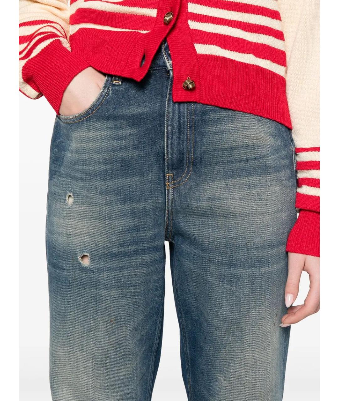 GOLDEN GOOSE DELUXE BRAND Синие хлопковые прямые джинсы, фото 4