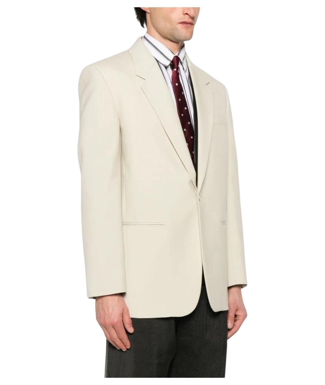 SAINT LAURENT Бежевый шерстяной пиджак, фото 5