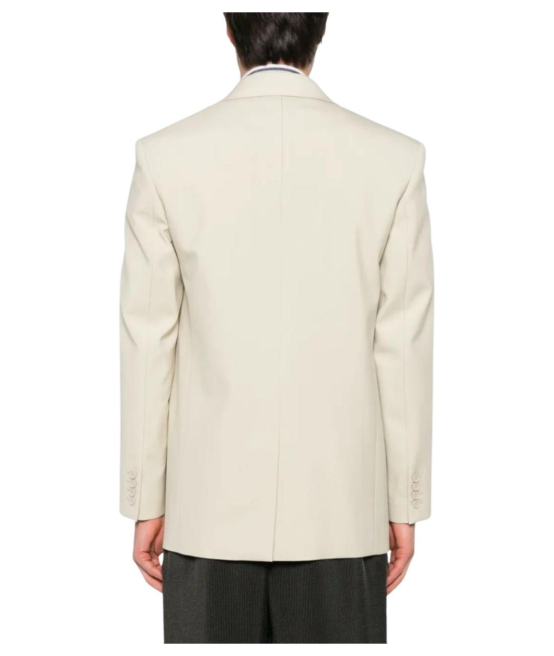 SAINT LAURENT Бежевый шерстяной пиджак, фото 3