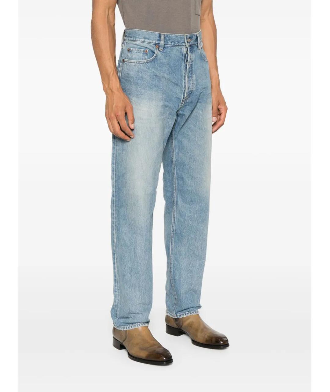 SAINT LAURENT Голубые хлопковые прямые джинсы, фото 5
