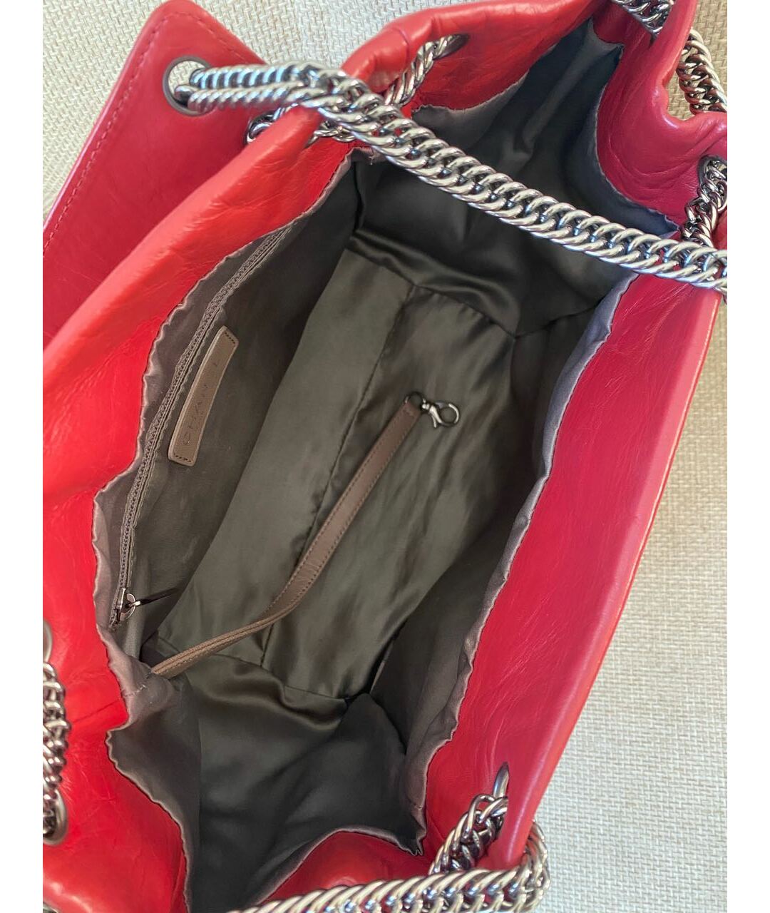 CHANEL PRE-OWNED Красная кожаная сумка тоут, фото 5