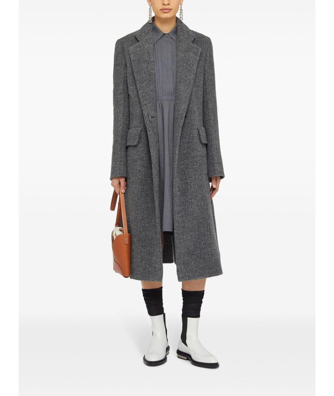 JIL SANDER Серое шерстяное пальто, фото 2