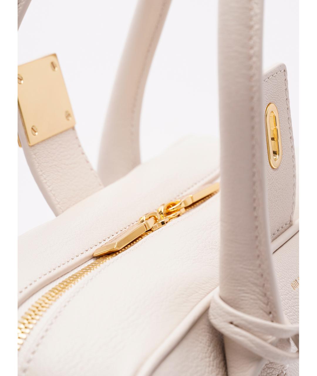 GOLDEN GOOSE DELUXE BRAND Бежевая кожаная сумка тоут, фото 5