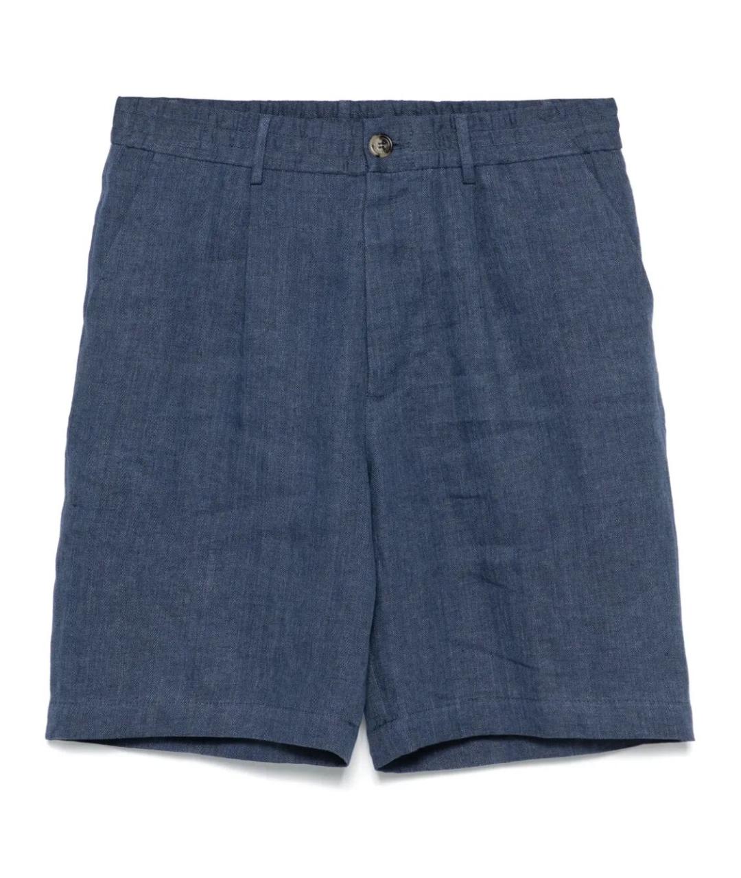 BRUNELLO CUCINELLI Синие льняные шорты, фото 1