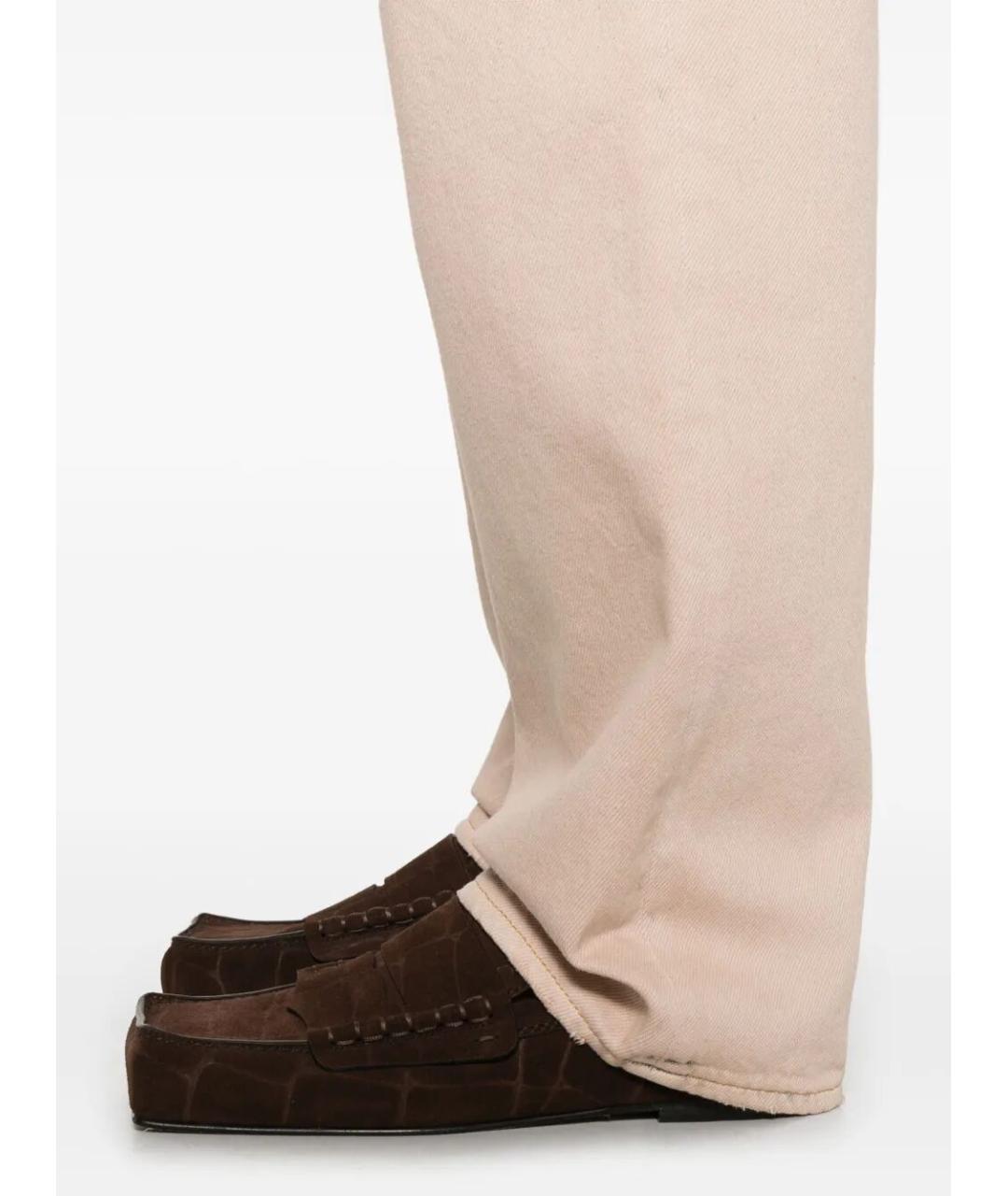 GOLDEN GOOSE DELUXE BRAND Бежевые хлопковые прямые джинсы, фото 5