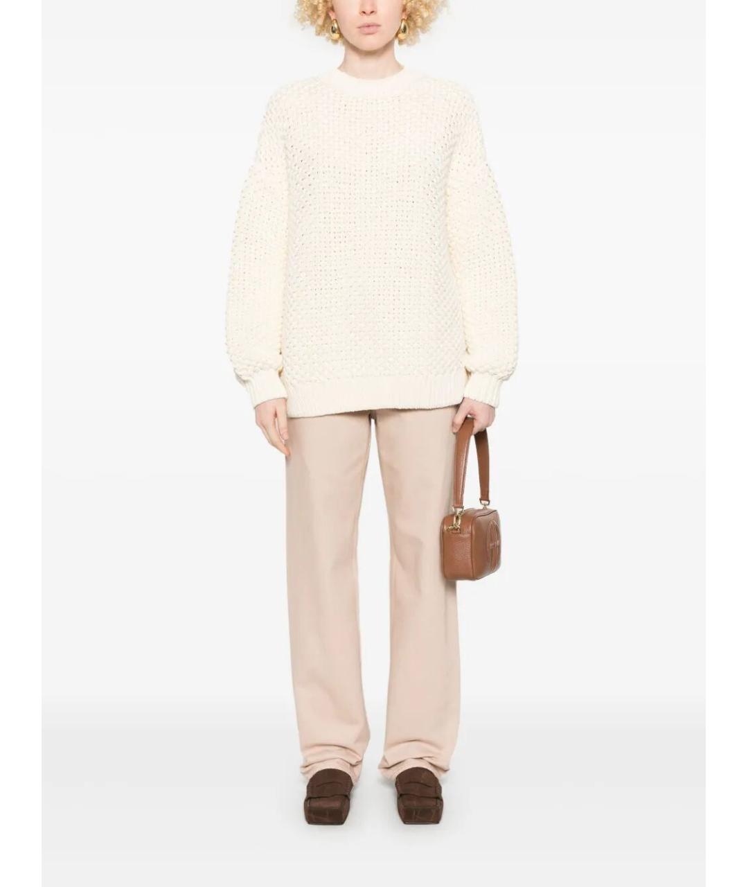 GOLDEN GOOSE DELUXE BRAND Бежевые хлопковые прямые джинсы, фото 2