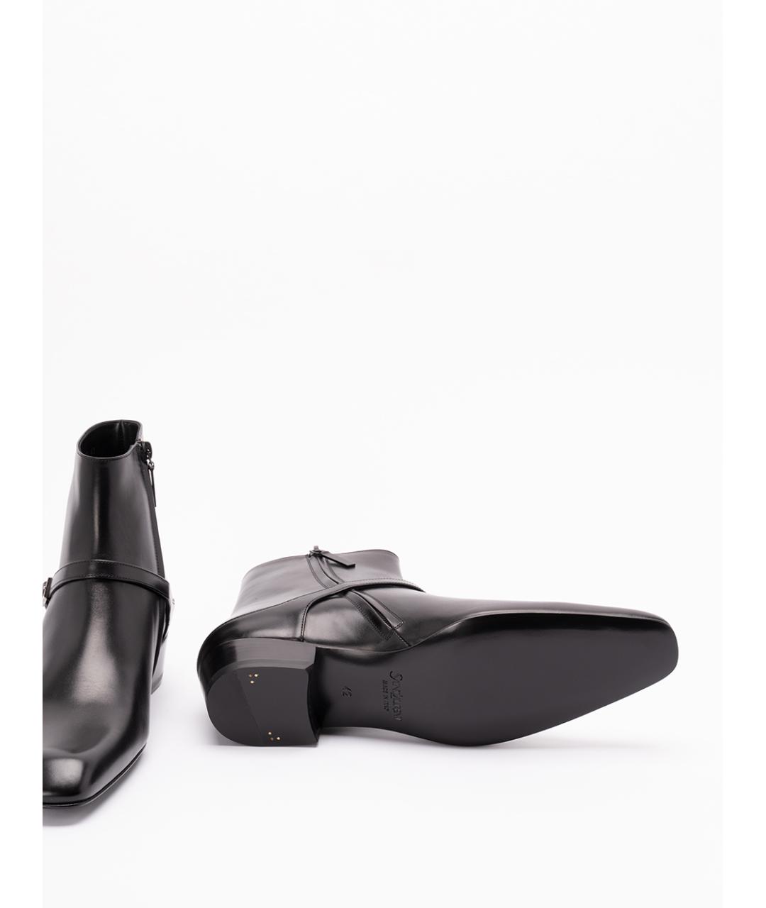 SAINT LAURENT Черные кожаные высокие ботинки, фото 4