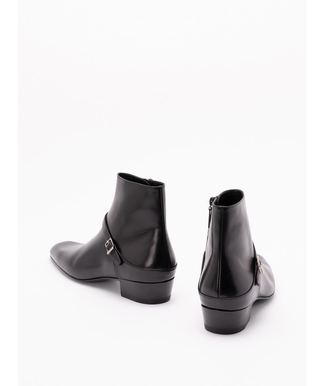 SAINT LAURENT Черные кожаные высокие ботинки, фото 3