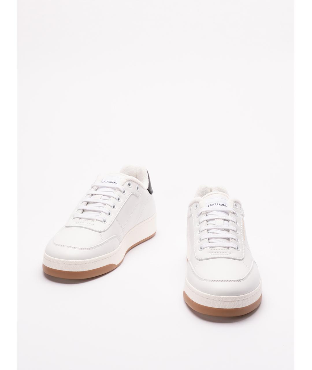 SAINT LAURENT Белые кожаные низкие кроссовки / кеды, фото 2