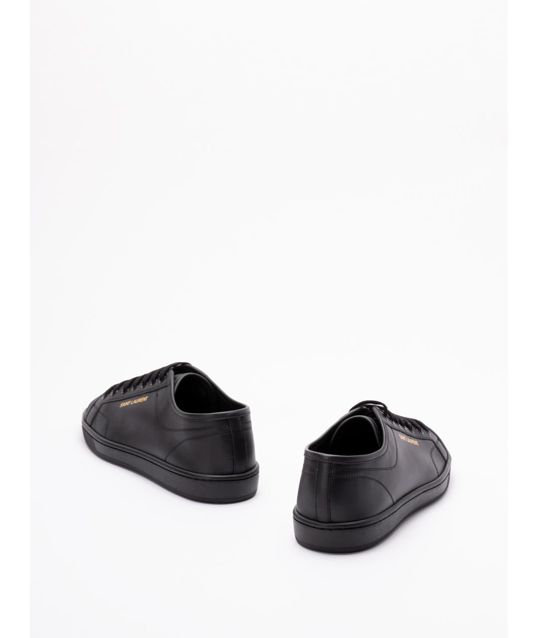 SAINT LAURENT Черные кожаные низкие кроссовки / кеды, фото 3