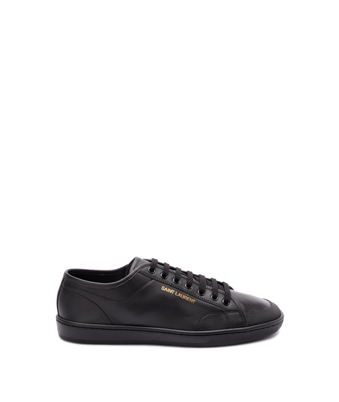SAINT LAURENT Черные кожаные низкие кроссовки / кеды, фото 1