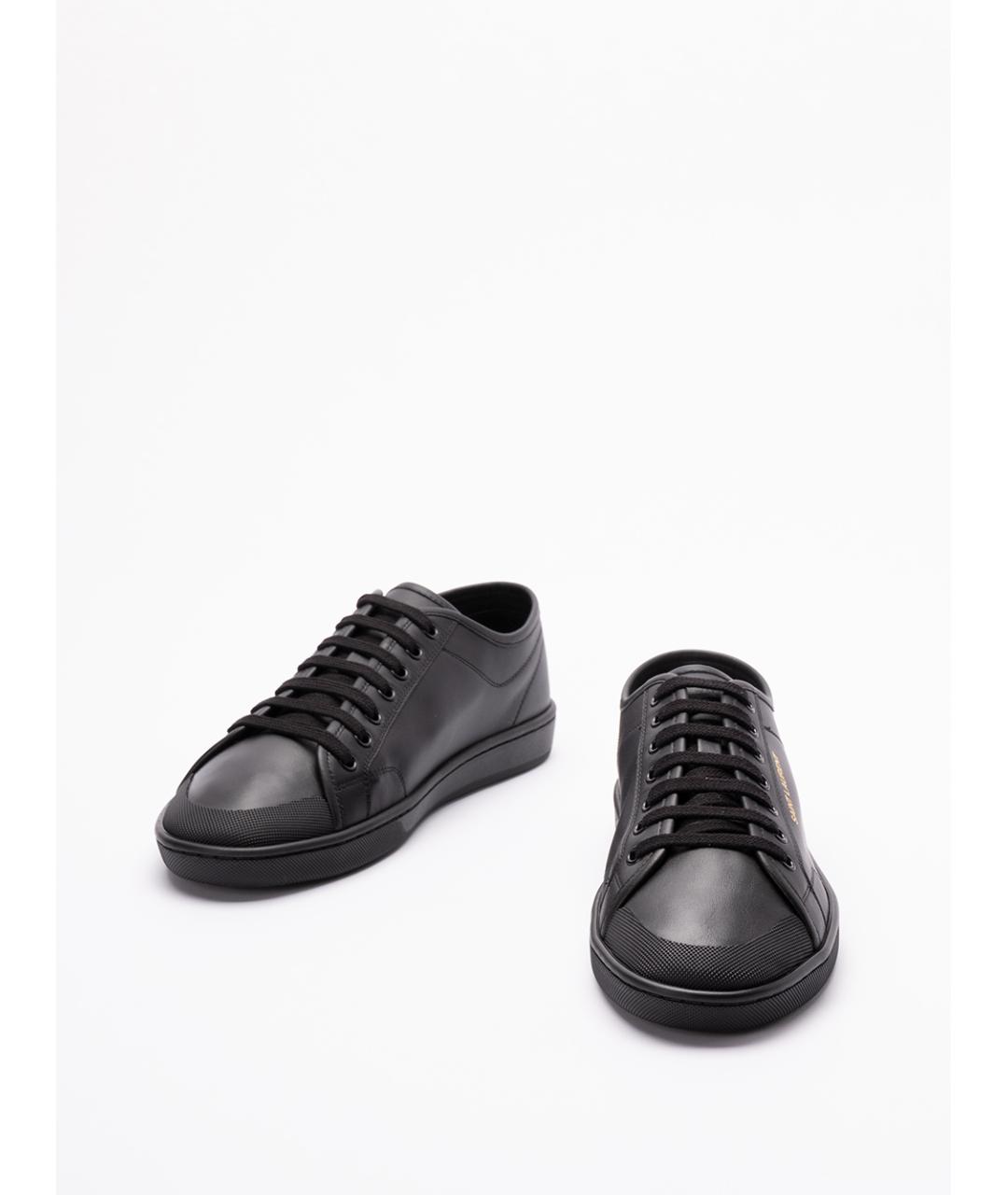 SAINT LAURENT Черные кожаные низкие кроссовки / кеды, фото 2