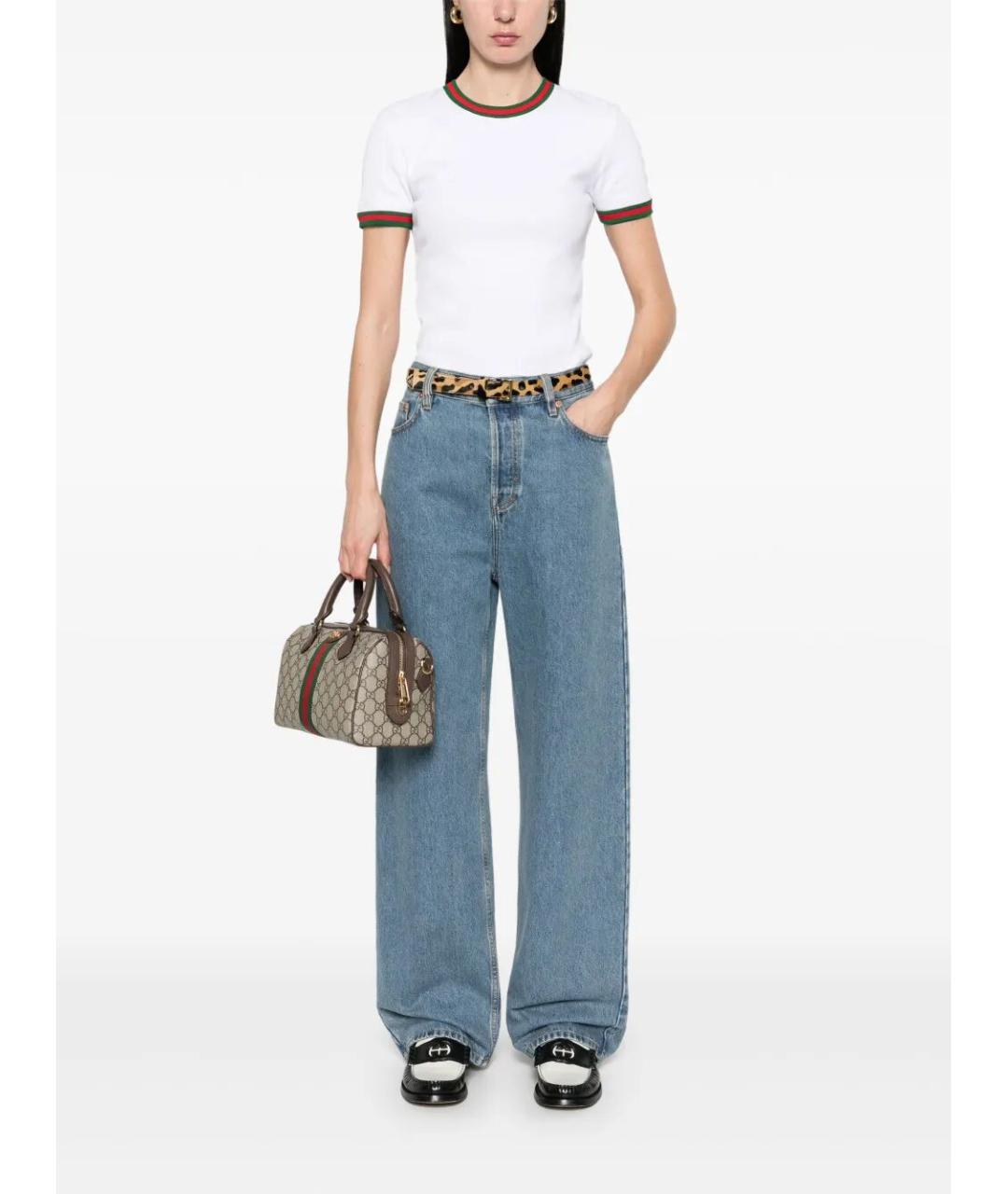GUCCI Голубые хлопковые прямые джинсы, фото 2
