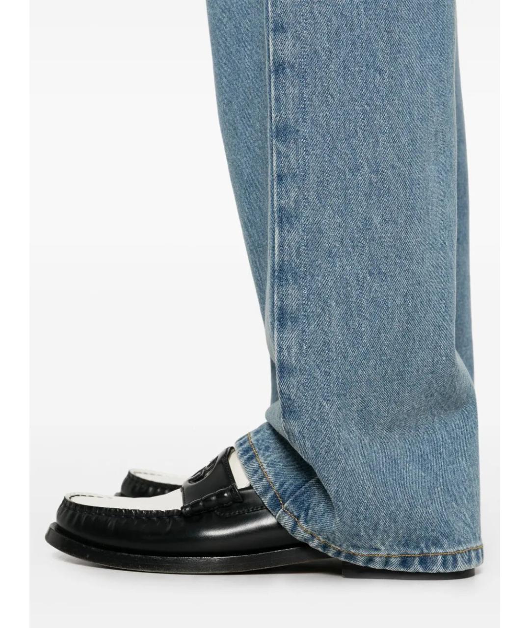 GUCCI Голубые хлопковые прямые джинсы, фото 4