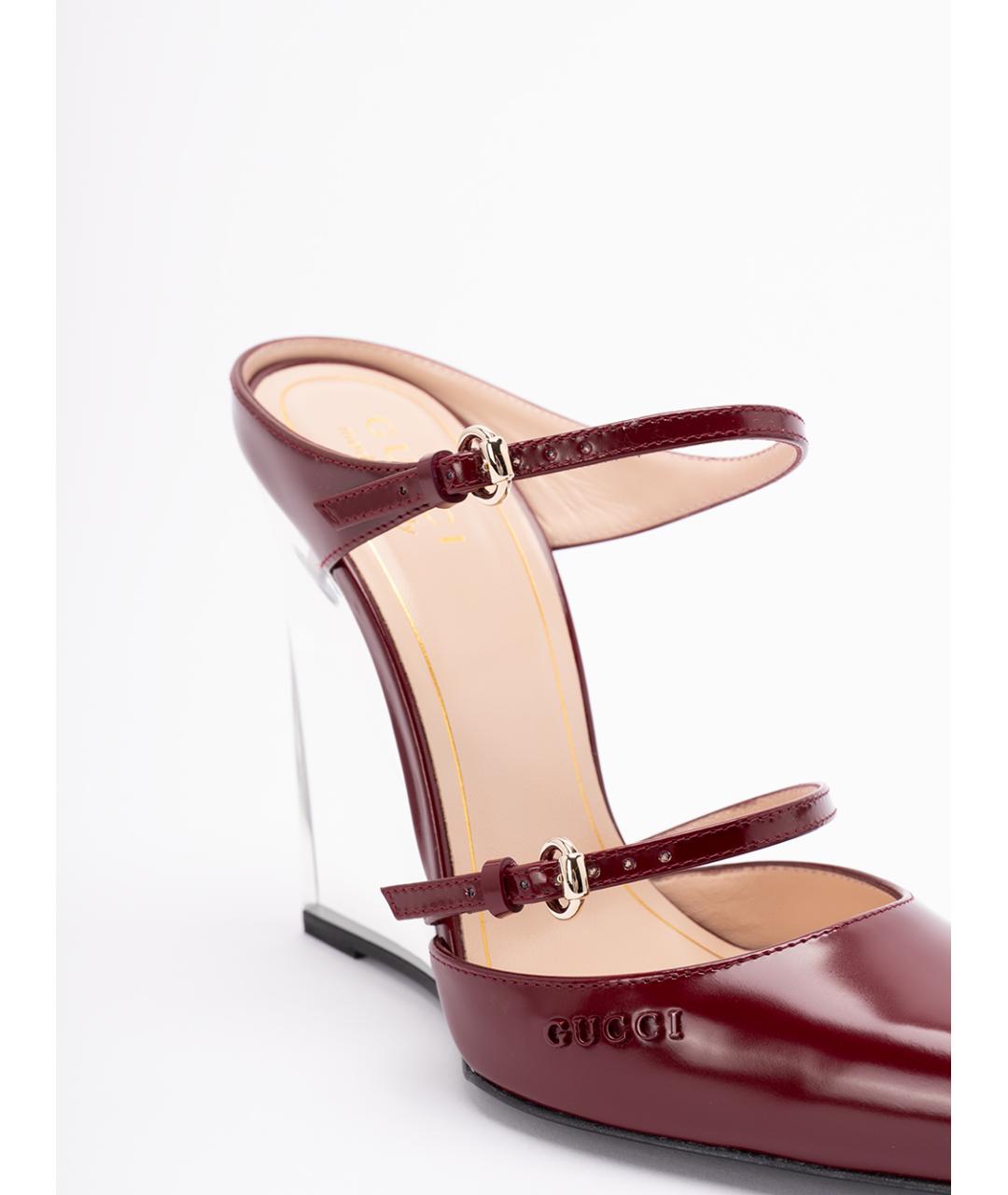 GUCCI Бордовые мюли из лакированной кожи, фото 5