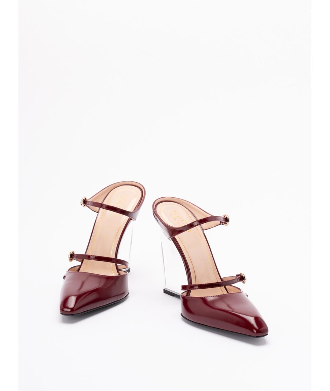 GUCCI Бордовые мюли из лакированной кожи, фото 2