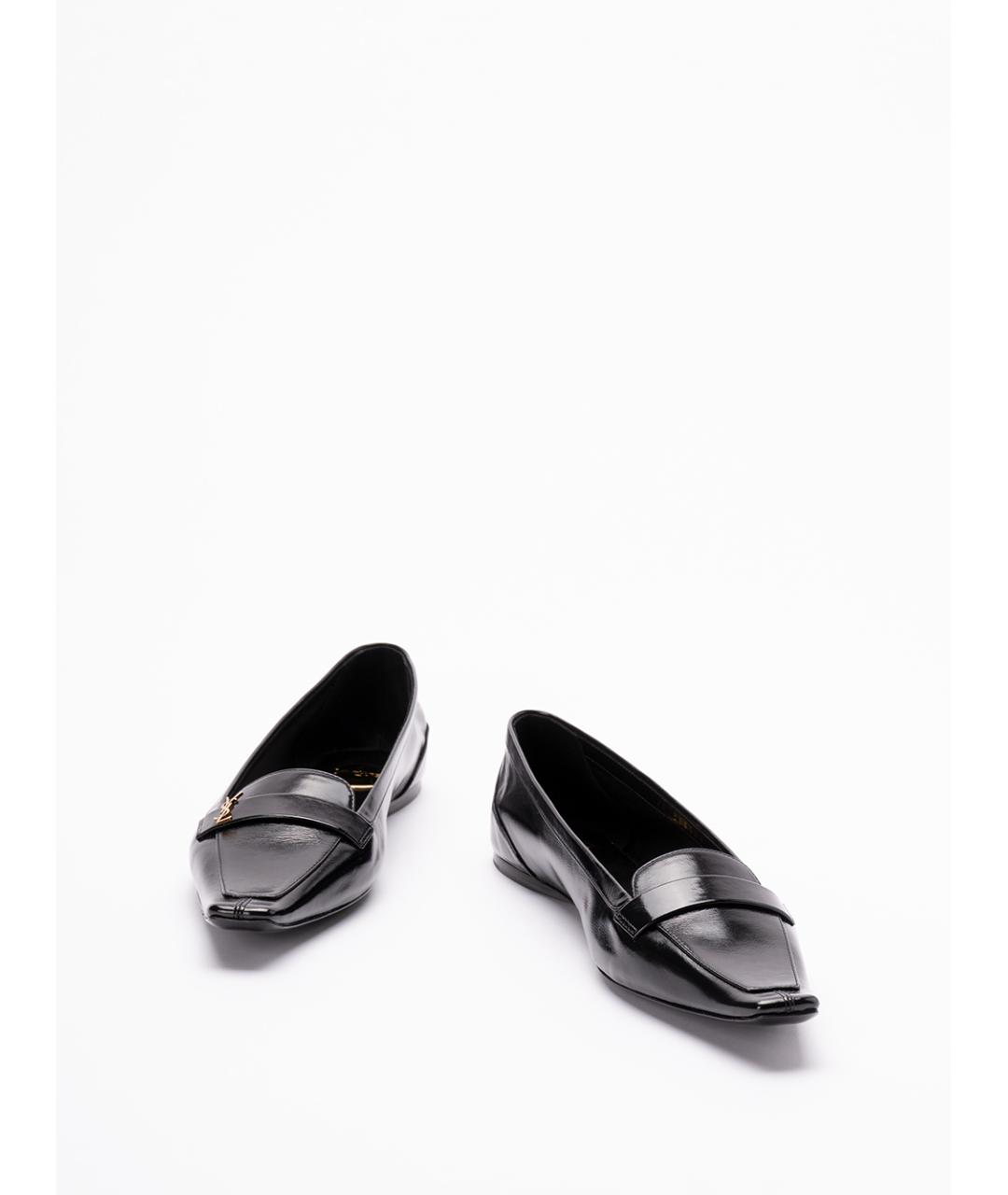 SAINT LAURENT Черные кожаные балетки, фото 2