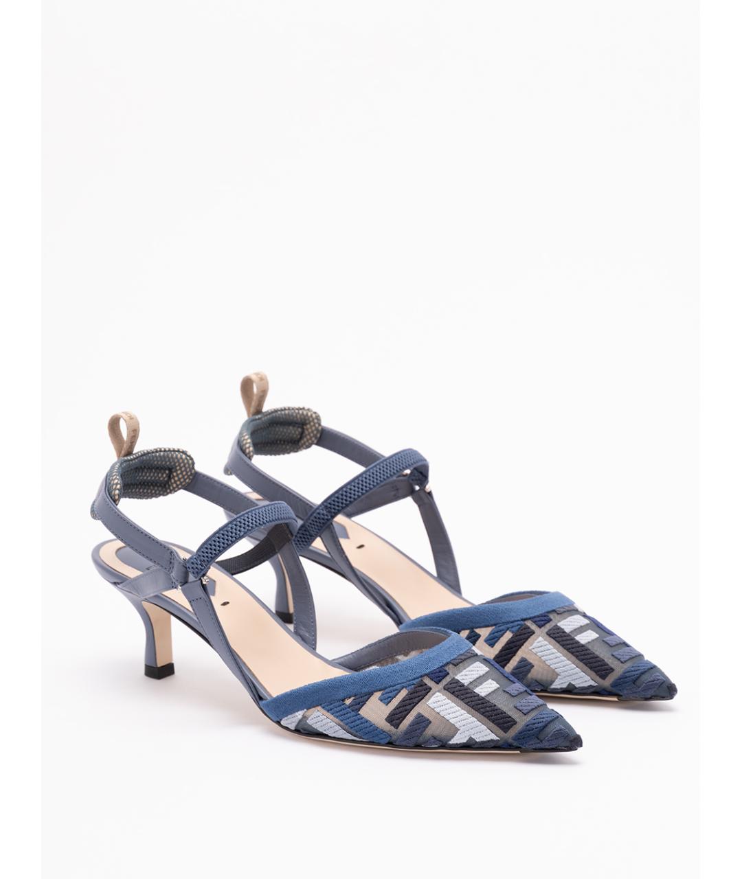 FENDI Синие синтетические туфли, фото 5