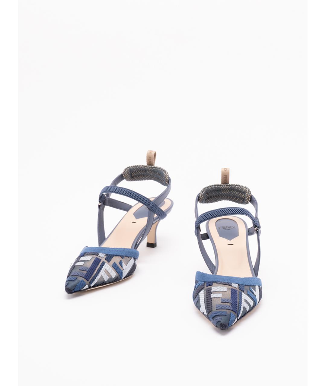 FENDI Синие синтетические туфли, фото 2