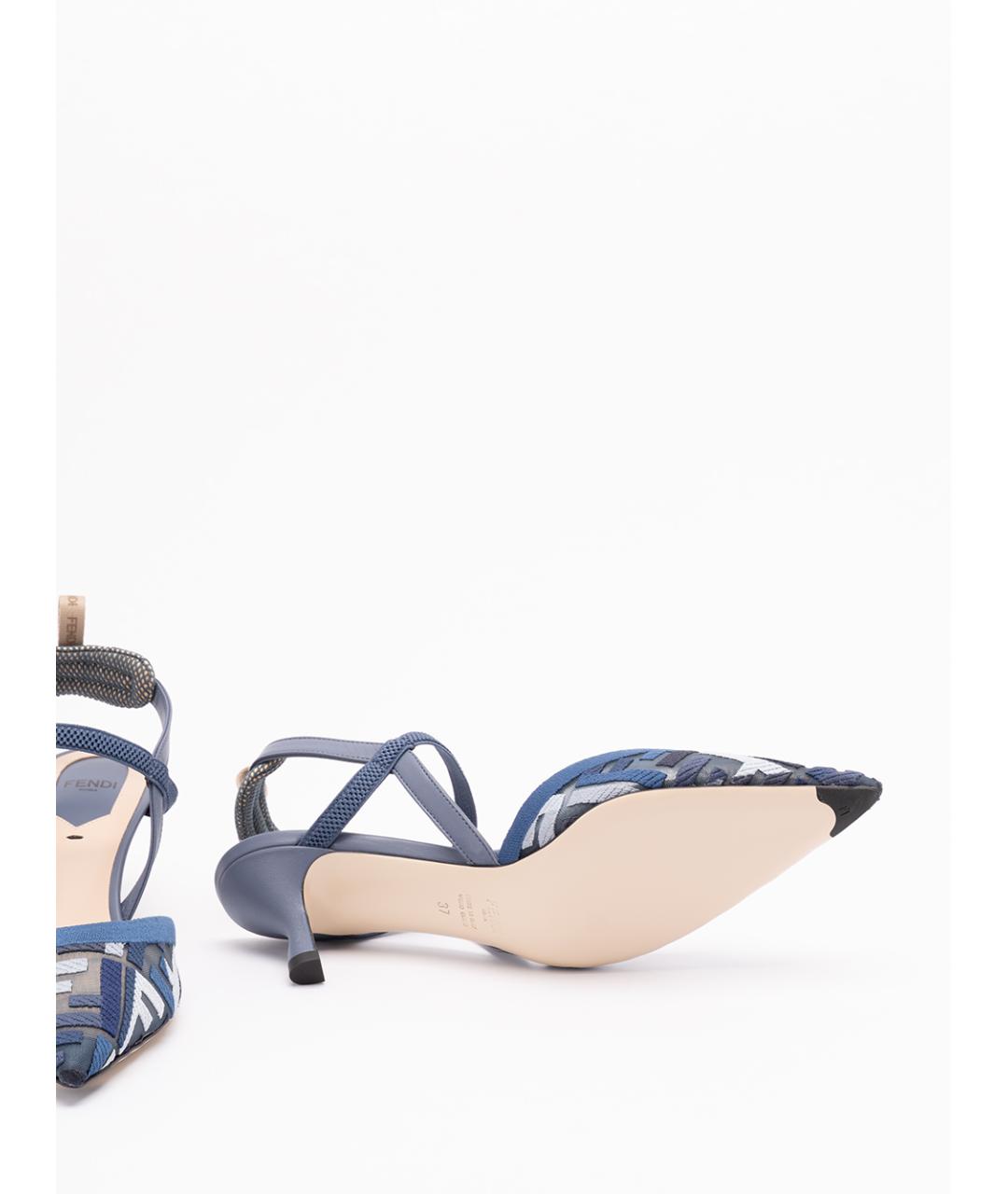FENDI Синие синтетические туфли, фото 4