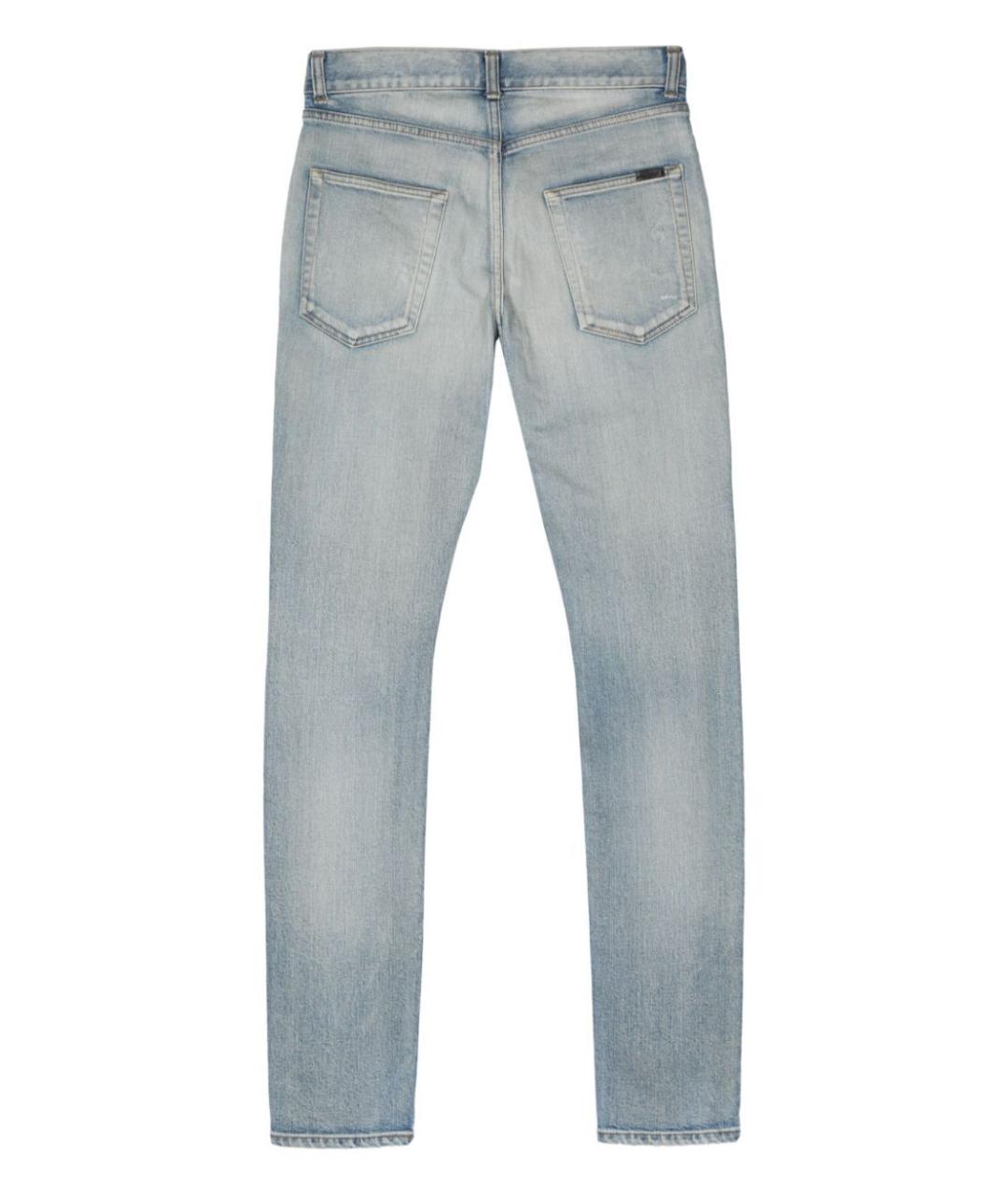 SAINT LAURENT Голубые хлопковые прямые джинсы, фото 2
