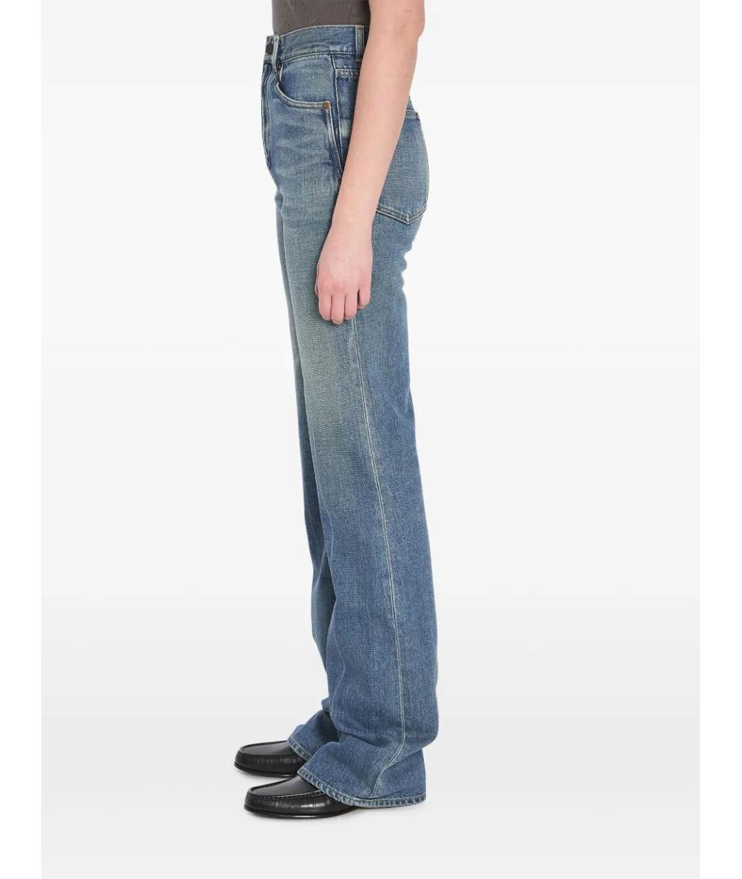 SAINT LAURENT Голубые хлопковые прямые джинсы, фото 4