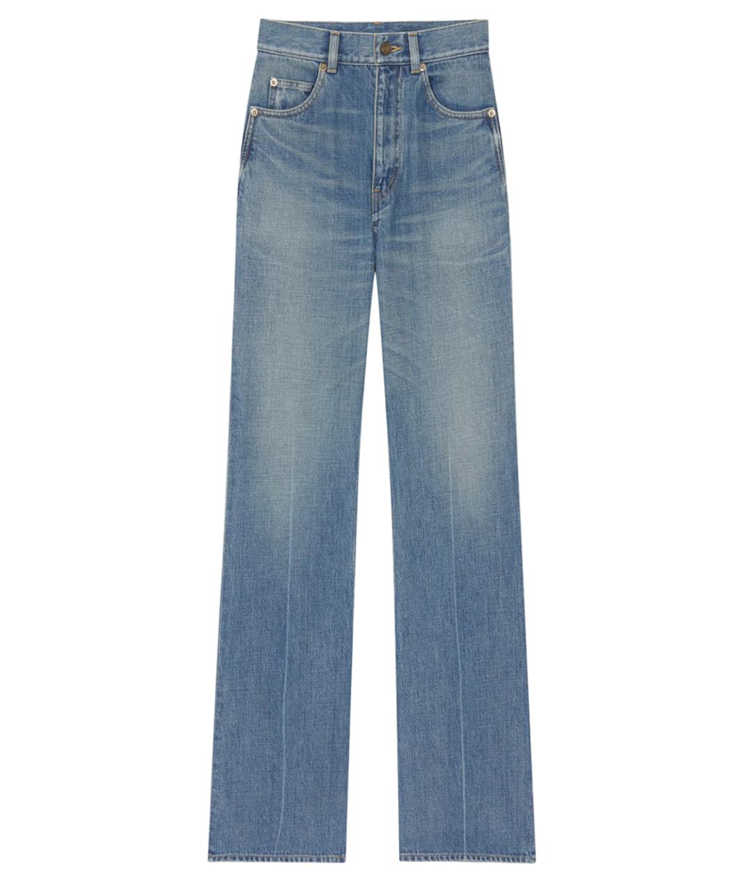 SAINT LAURENT Голубые хлопковые прямые джинсы, фото 1