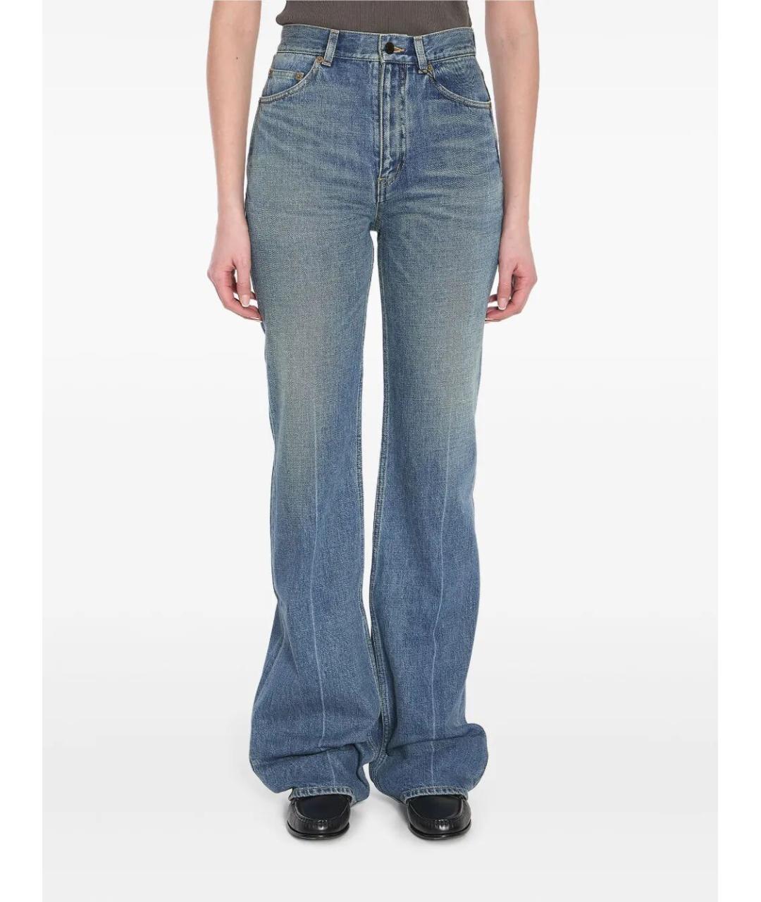 SAINT LAURENT Голубые хлопковые прямые джинсы, фото 2