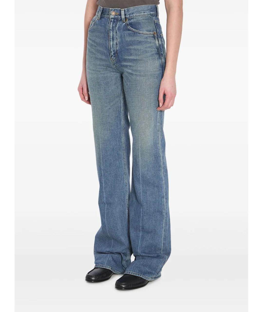 SAINT LAURENT Голубые хлопковые прямые джинсы, фото 3