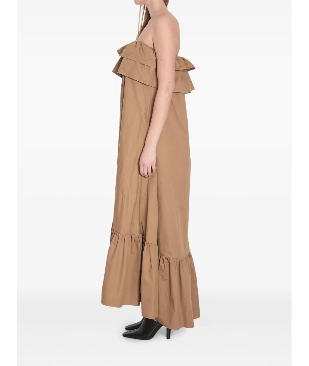 SAINT LAURENT Бежевое хлопковое повседневное платье, фото 4